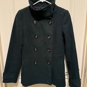H&M - Double-Breasted Dark Green Peacoat